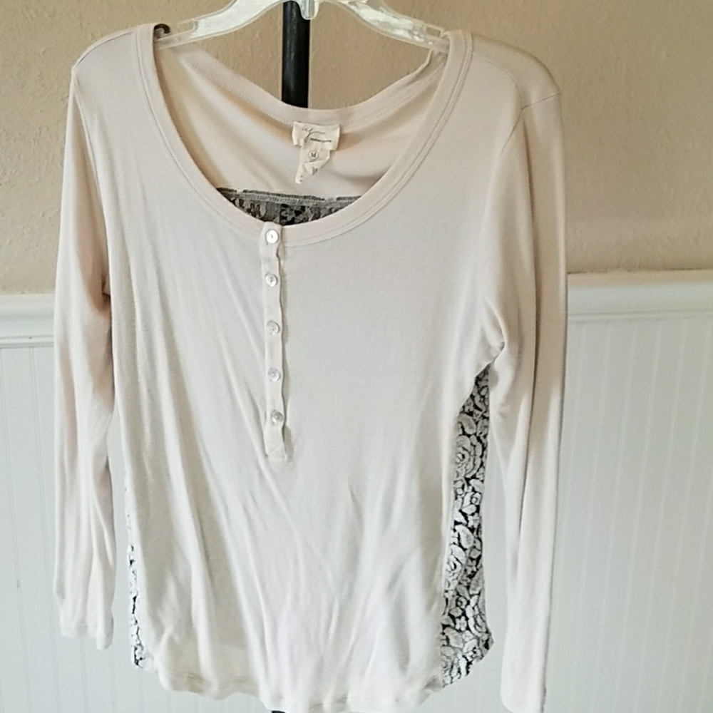 Andrea Jovine Soft Long Sleeve Lace Back Top